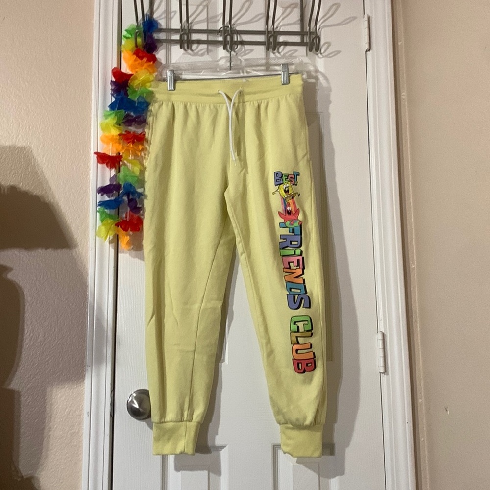 Yellow SpongeBob joggers from walmart